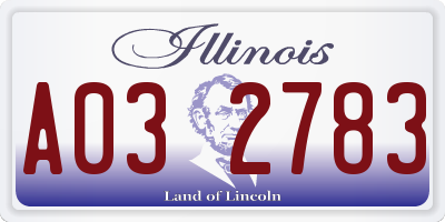 IL license plate A032783