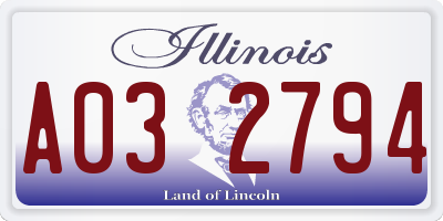 IL license plate A032794
