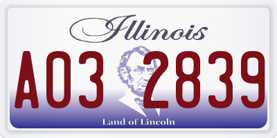 IL license plate A032839
