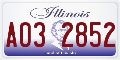 IL license plate A032852