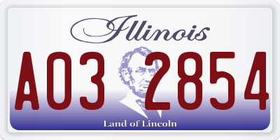 IL license plate A032854