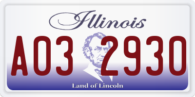 IL license plate A032930