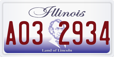 IL license plate A032934