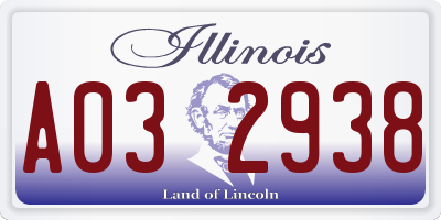 IL license plate A032938