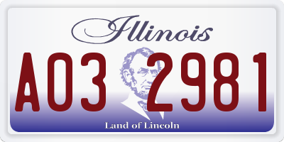 IL license plate A032981