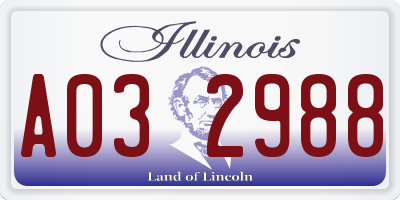 IL license plate A032988