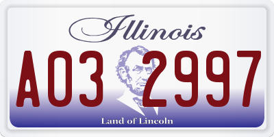 IL license plate A032997