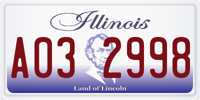IL license plate A032998