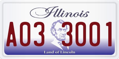 IL license plate A033001