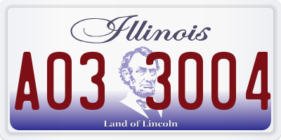 IL license plate A033004