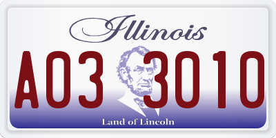 IL license plate A033010