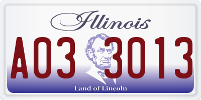 IL license plate A033013
