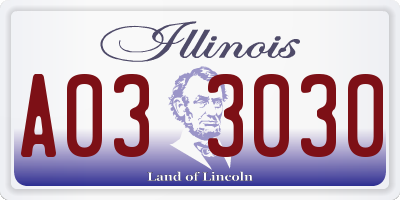 IL license plate A033030