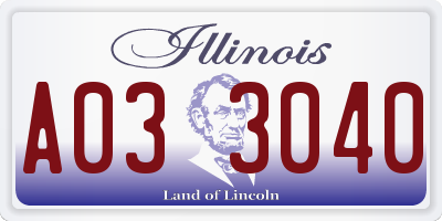 IL license plate A033040