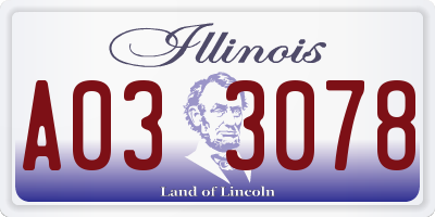 IL license plate A033078