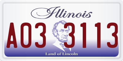 IL license plate A033113