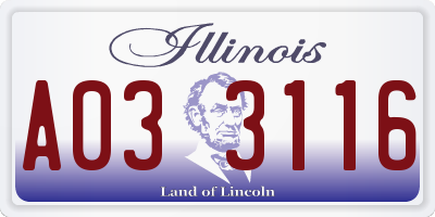 IL license plate A033116