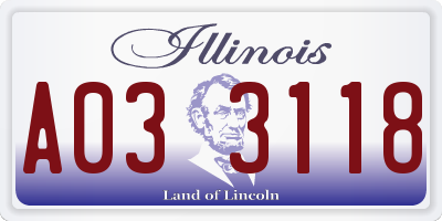 IL license plate A033118