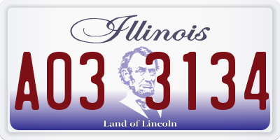 IL license plate A033134