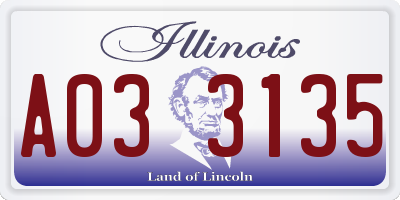 IL license plate A033135