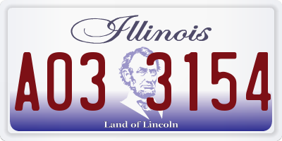 IL license plate A033154