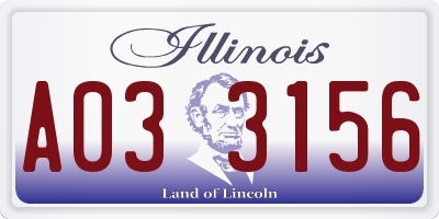 IL license plate A033156