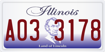 IL license plate A033178