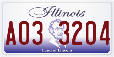 IL license plate A033204