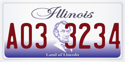 IL license plate A033234