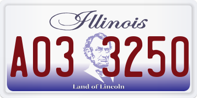 IL license plate A033250