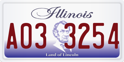 IL license plate A033254