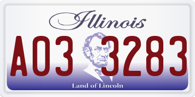 IL license plate A033283