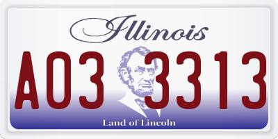 IL license plate A033313