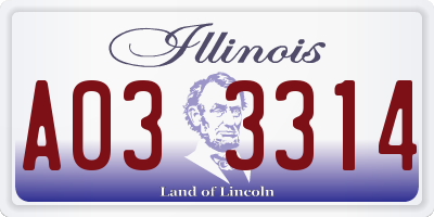 IL license plate A033314
