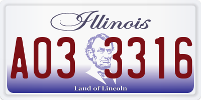 IL license plate A033316