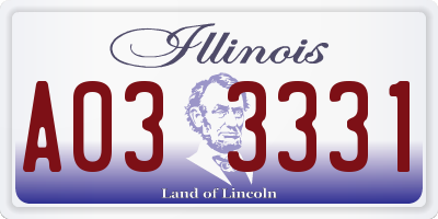 IL license plate A033331