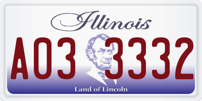 IL license plate A033332