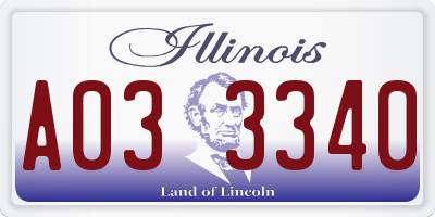 IL license plate A033340