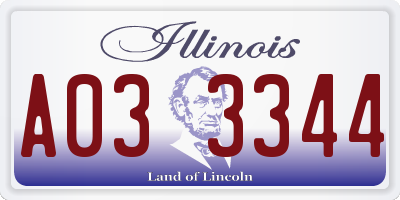 IL license plate A033344