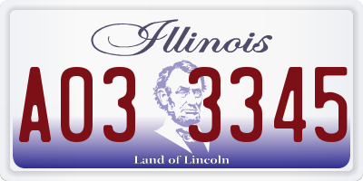 IL license plate A033345