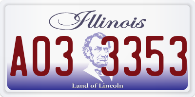 IL license plate A033353
