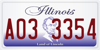 IL license plate A033354