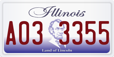 IL license plate A033355