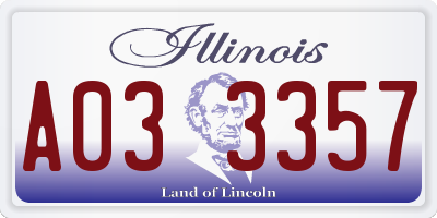IL license plate A033357