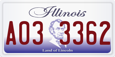 IL license plate A033362