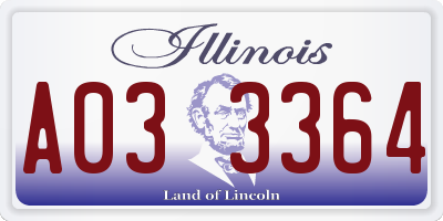 IL license plate A033364