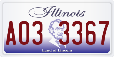 IL license plate A033367