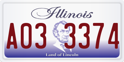 IL license plate A033374