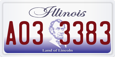 IL license plate A033383