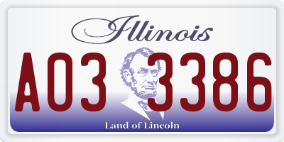 IL license plate A033386
